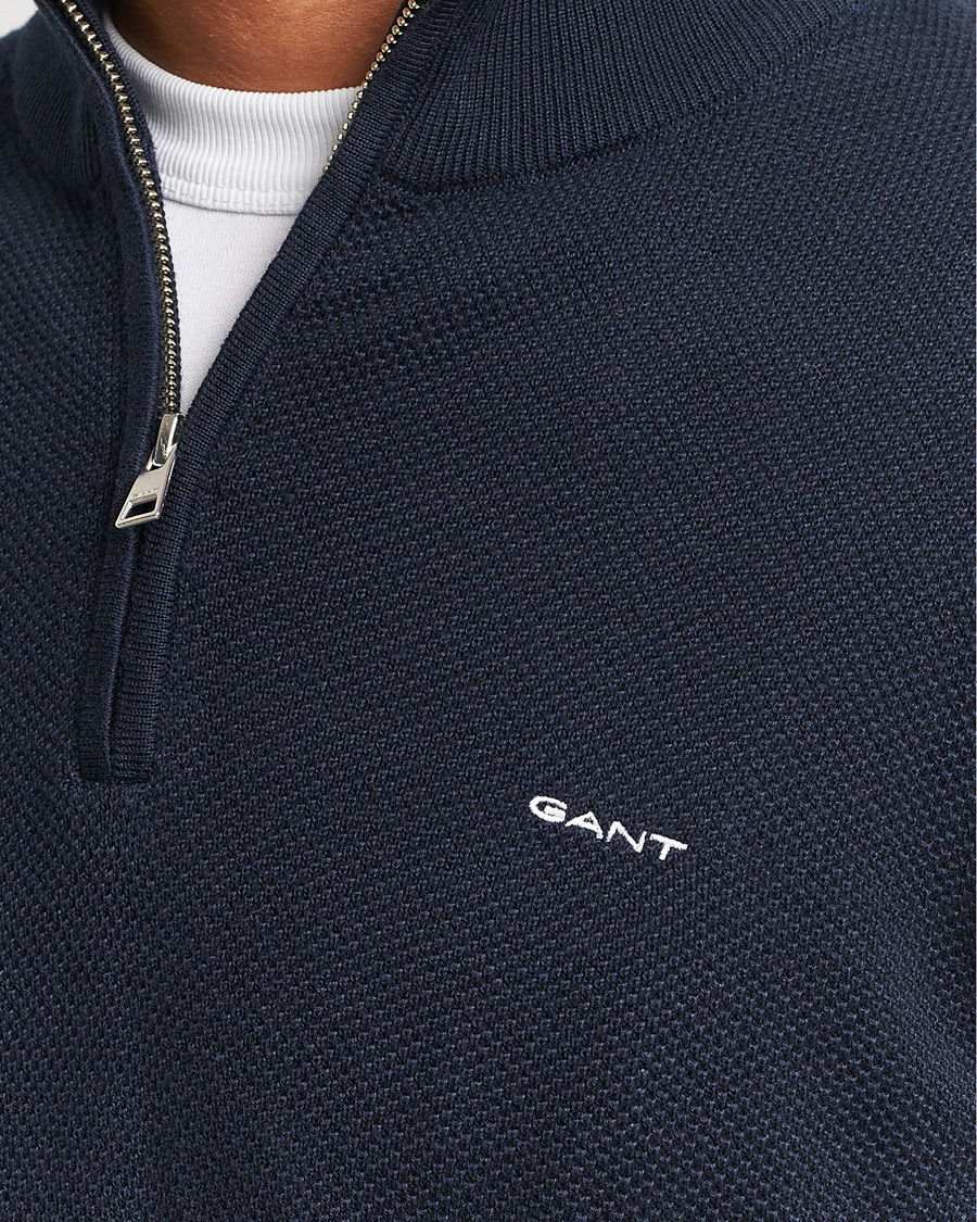Heren | Truien | GANT | Cotton Pique Half Zip Evening Blue