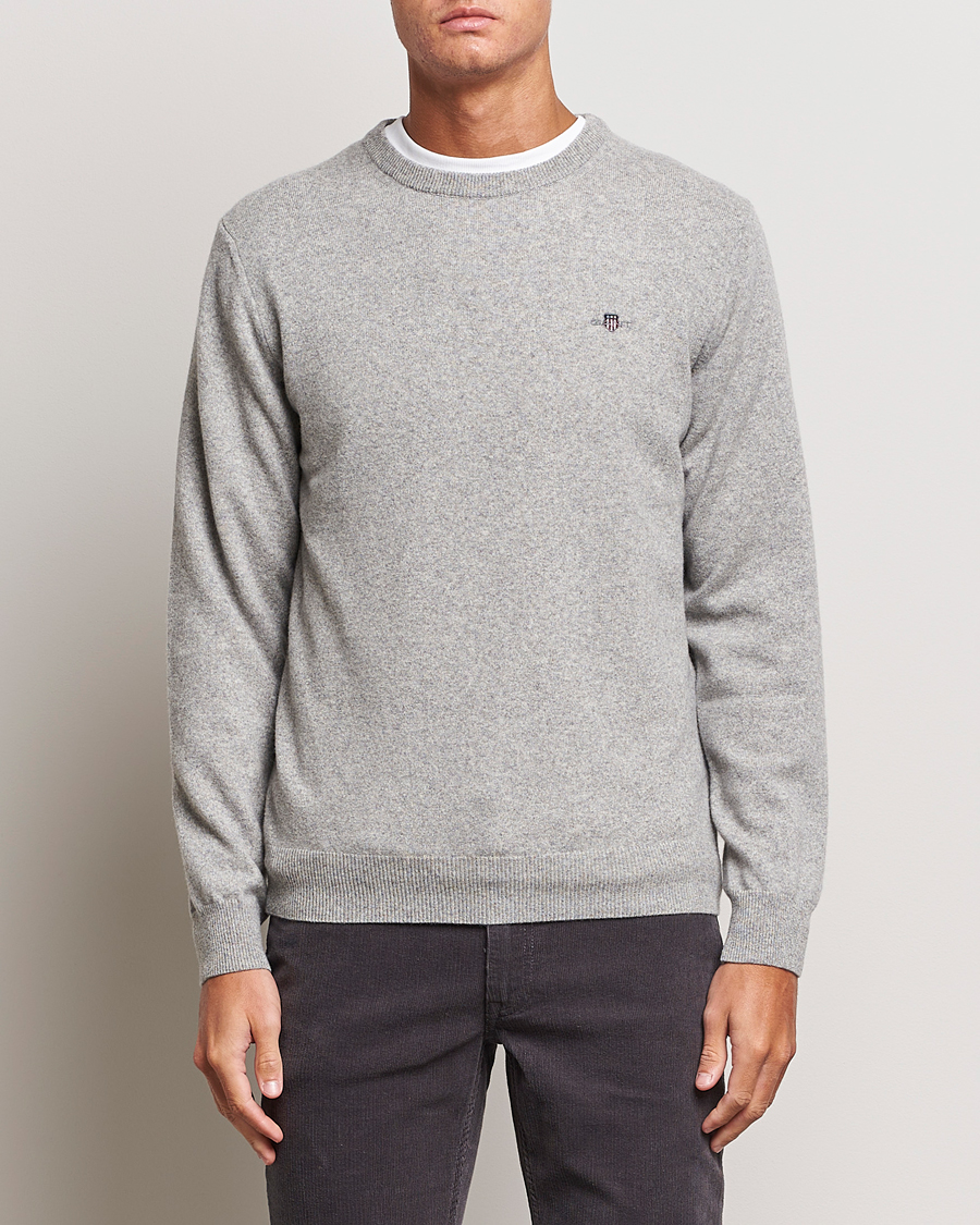 Heren |  | GANT | Lambswool Crew Neck Pullover Grey Malange