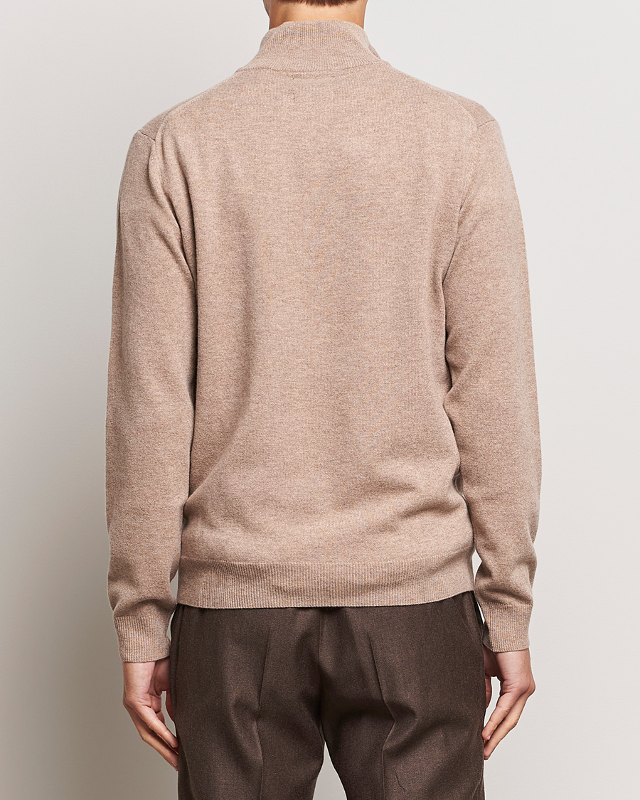 Heren | Truien | GANT | Lamsbwool Half Zip Dark Sand