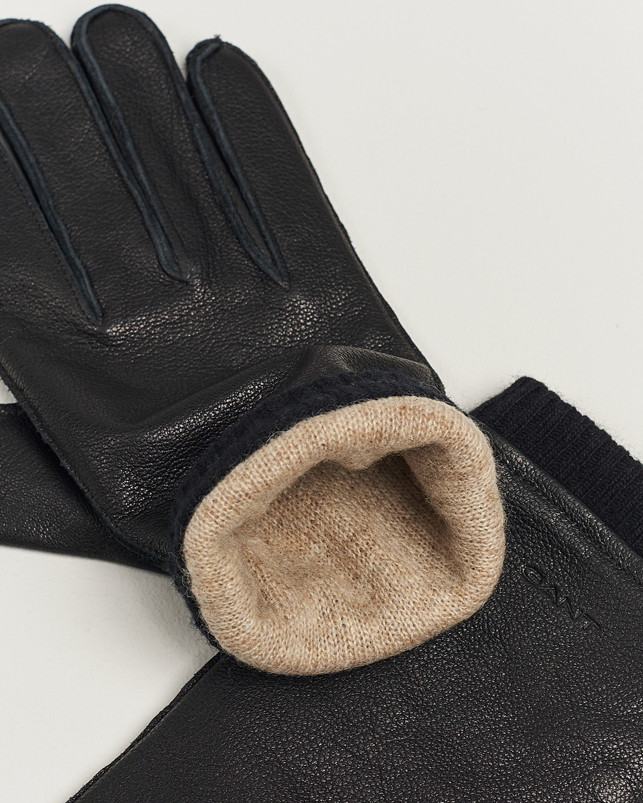 Heren |  | GANT | Cashmere Lined Leather Gloves Black