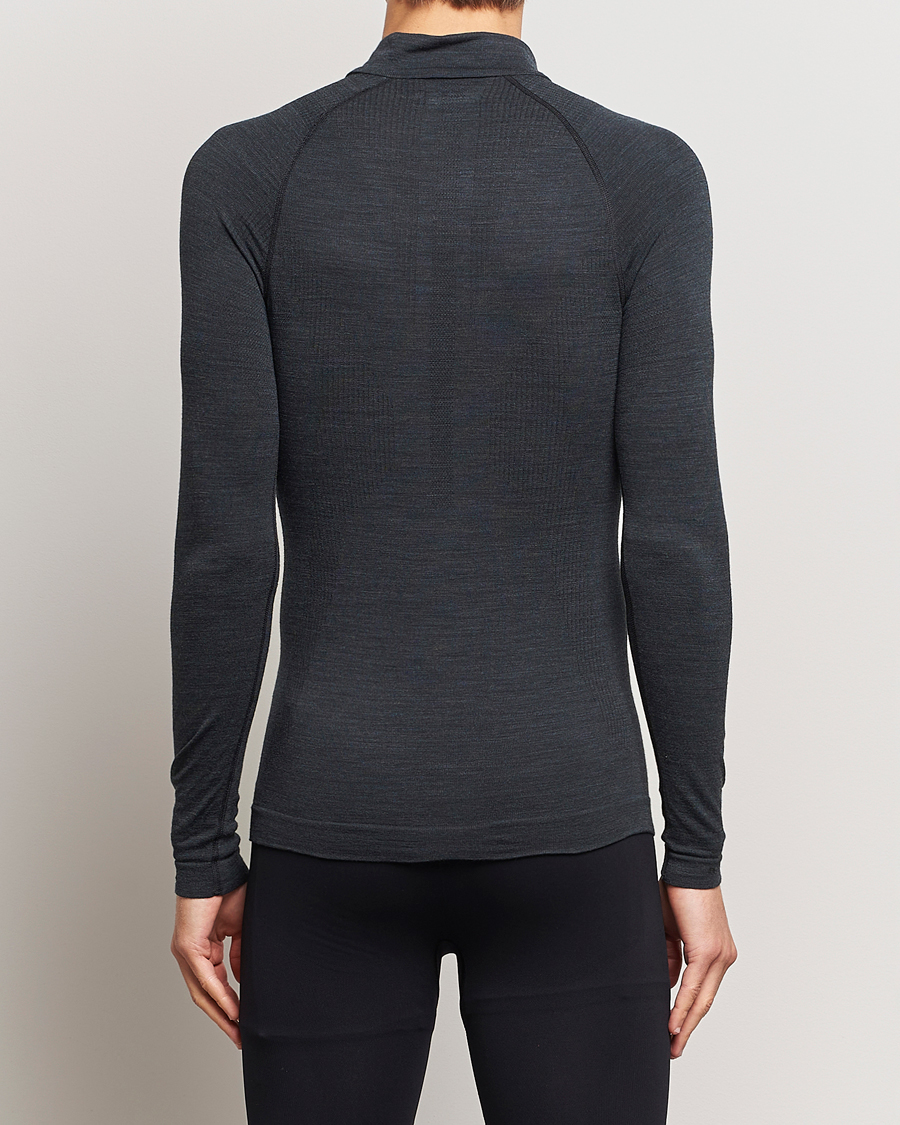 Heren | Truien | Falke Sport | Long Sleeve Wool Tech Half Zip Shirt Black