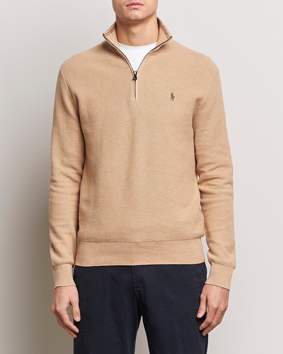 Heren |  | Polo Ralph Lauren | Textured Half Zip Camel Melange