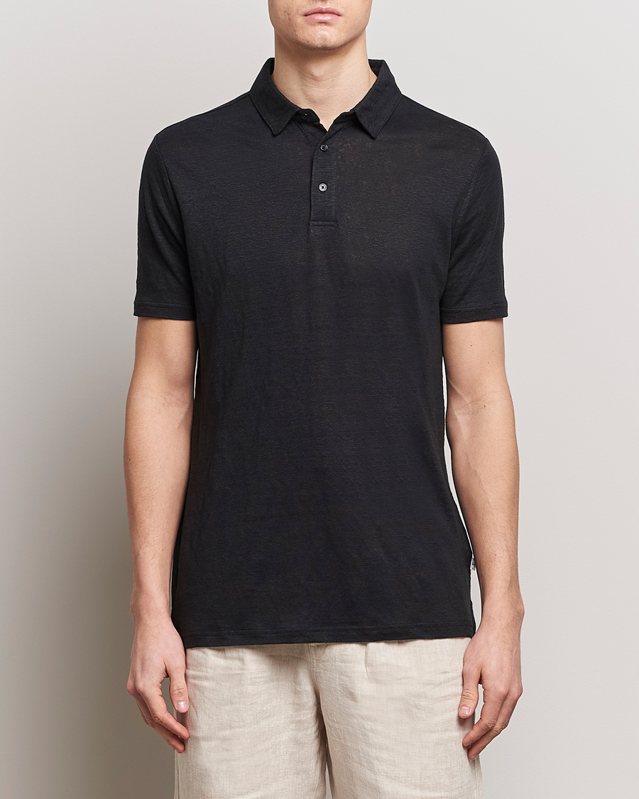 Heren |  | KnowledgeCotton Apparel | Regular Linen Polo Jet Black