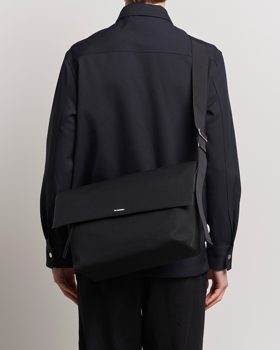 Heren |  | Jil Sander | Canvas/Leather Cross Body Bag Black