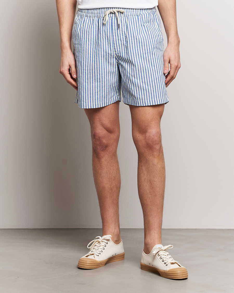 Heren |  | NN07 | Gregor Striped Drawstring Shorts Blue/White