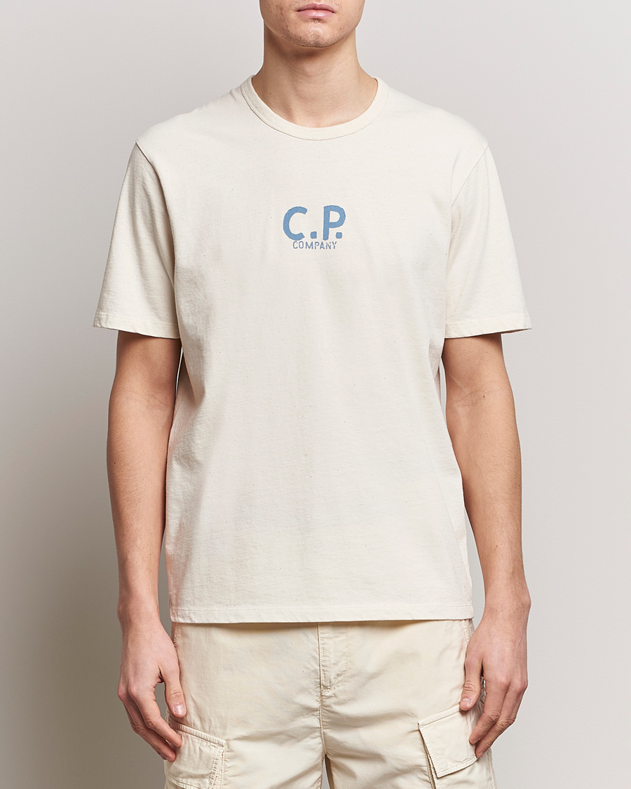 Heren |  | C.P. Company | Short Sleeve Jersey Guscette Logo T-Shirt Natural