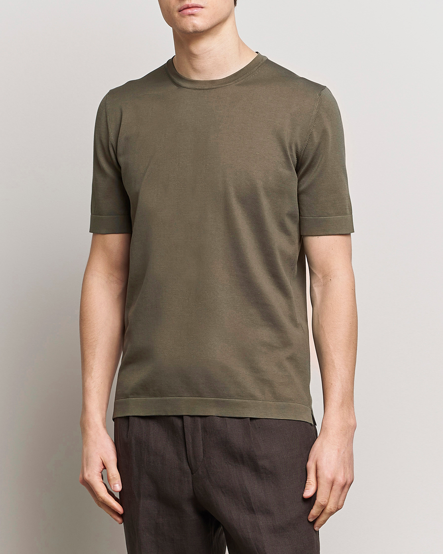 Heren |  | Gran Sasso | Cotton Knitted Crew Neck T-Shirt Dark Brown