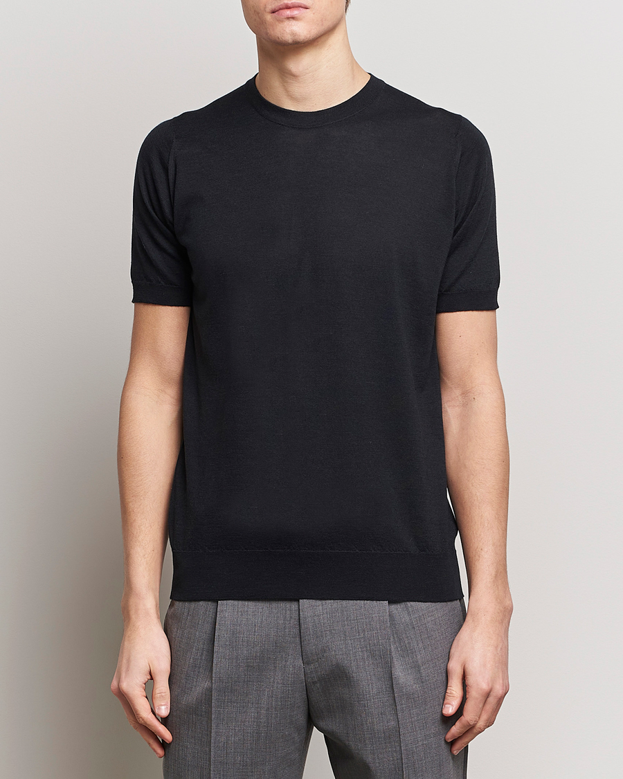 Heren |  | John Smedley | Hilcote Wool/Sea Island Cotton T-Shirt Black