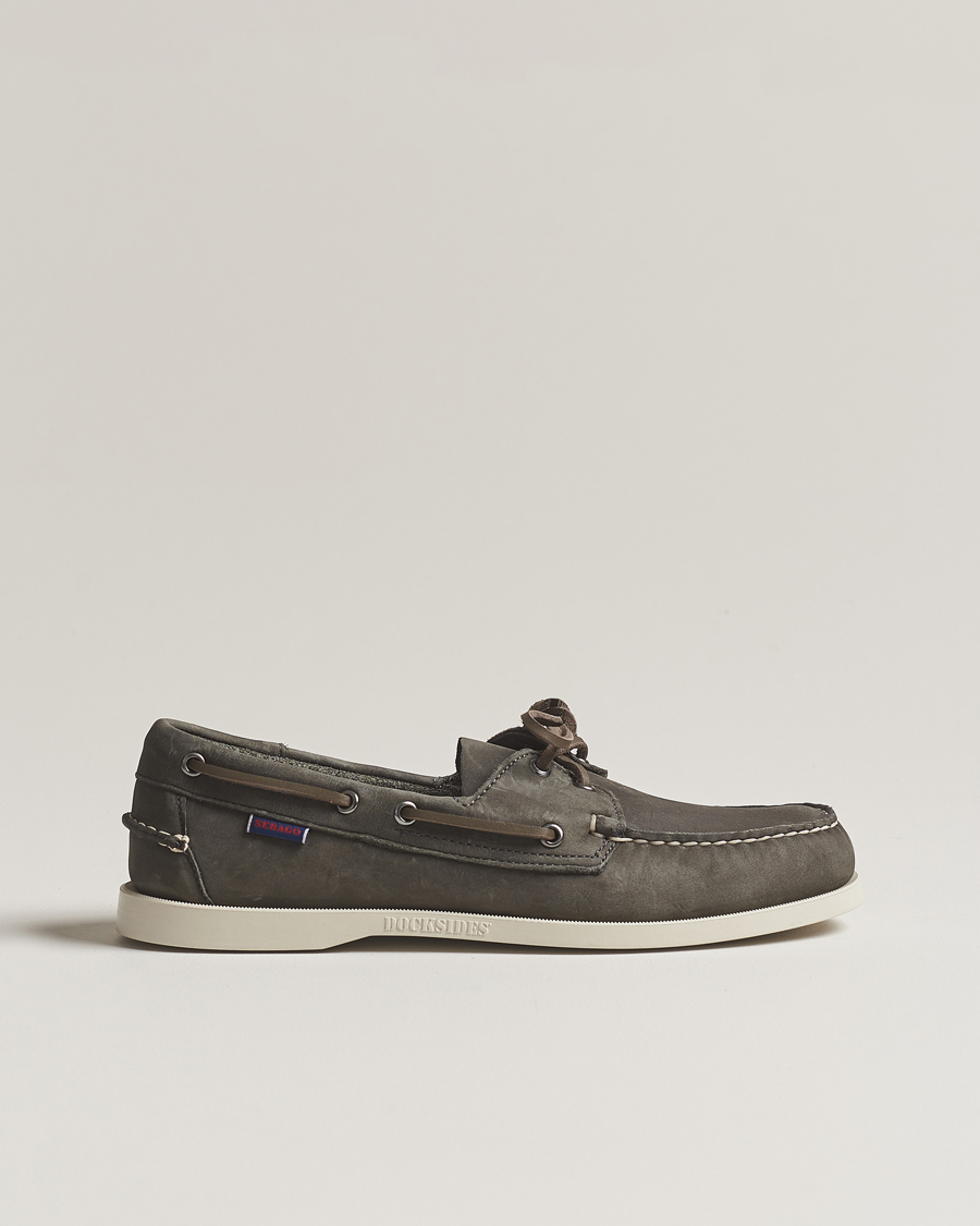 Sebago Dockside Nubuck Boat Shoe Dark Grey Man CareOfCarl