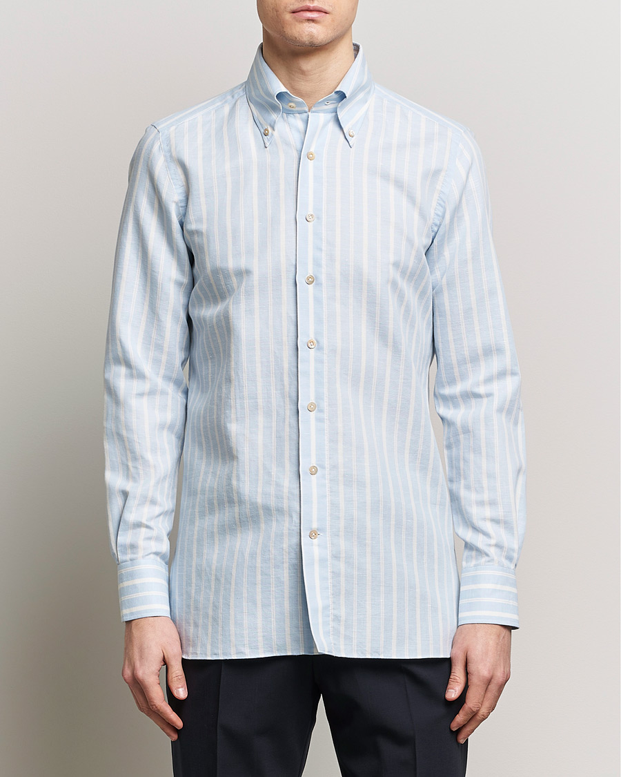 Heren |  | 100Hands | Cotton Striped Shirt Light Blue