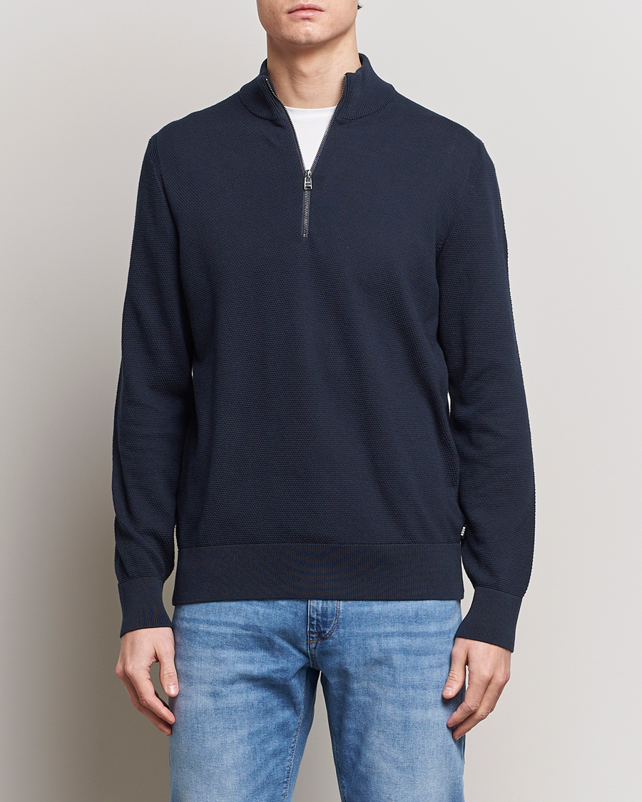 Heren | BOSS BLACK | BOSS BLACK | Ebrando Knitted Half-Zip Dark Blue