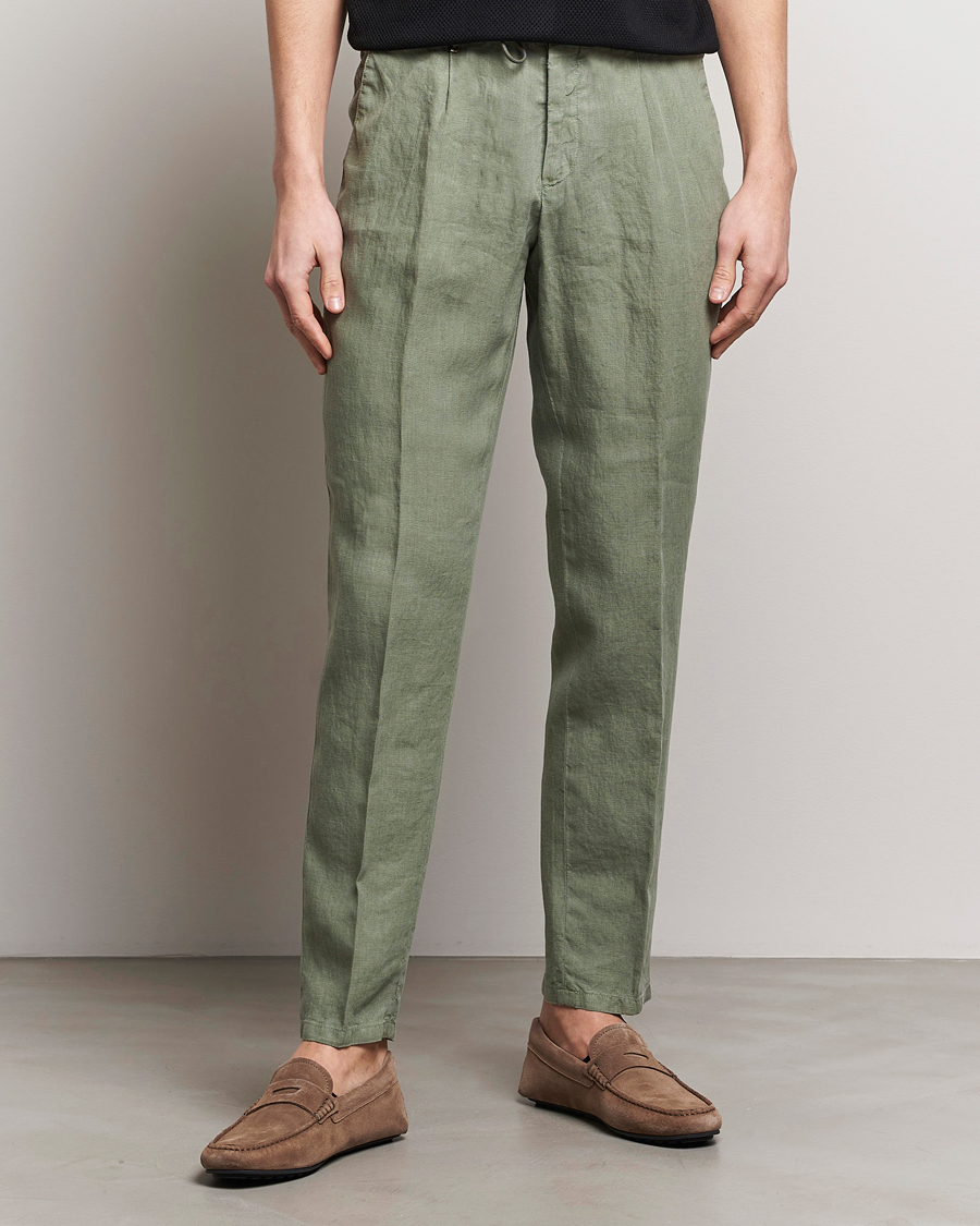 Heren |  | BOSS BLACK | Genius Slim Fit Linen Pants Open Green