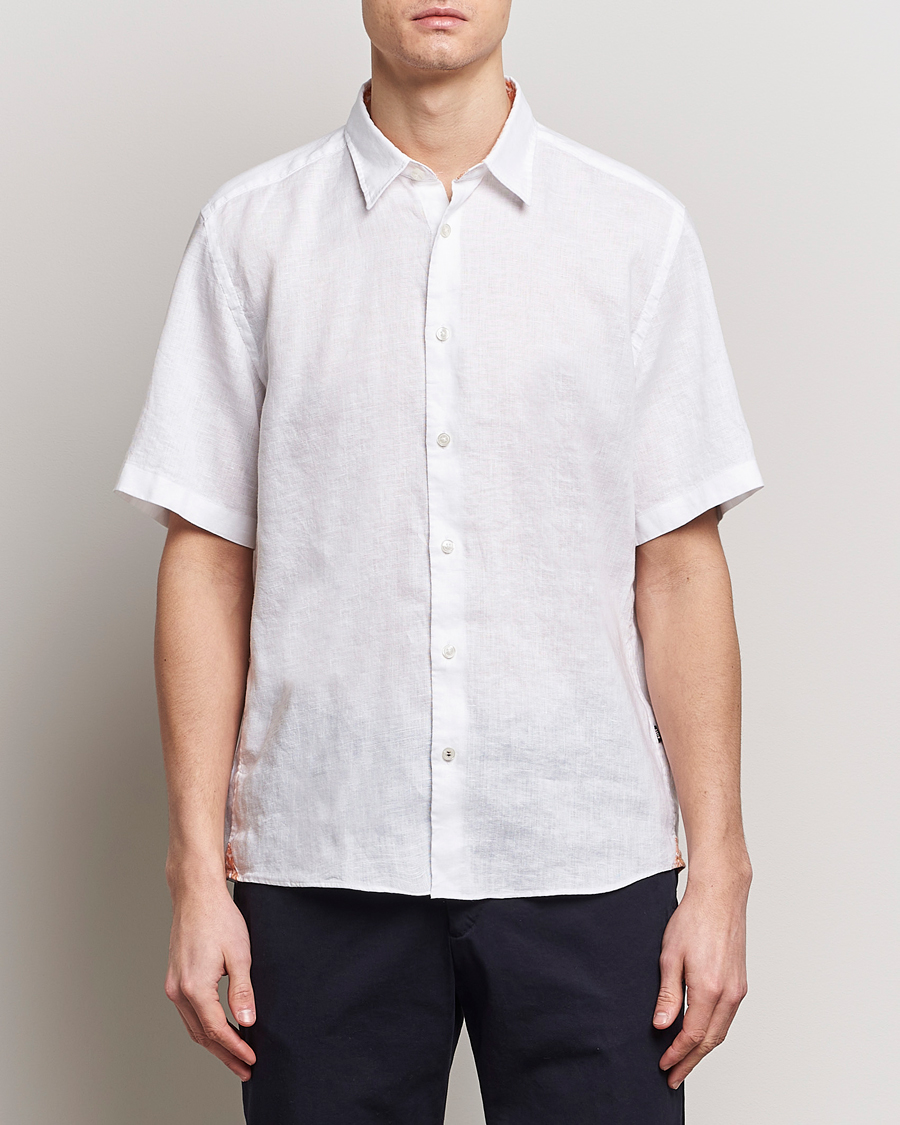 Heren |  | BOSS BLACK | Liam Short Sleeve Linen Shirt White