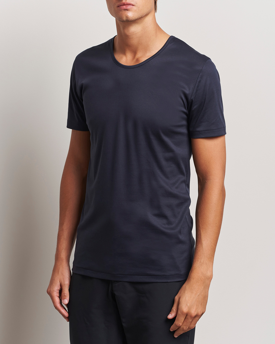 Heren |  | Zimmerli of Switzerland | Sea Island Cotton Crew Neck T-shirt Navy