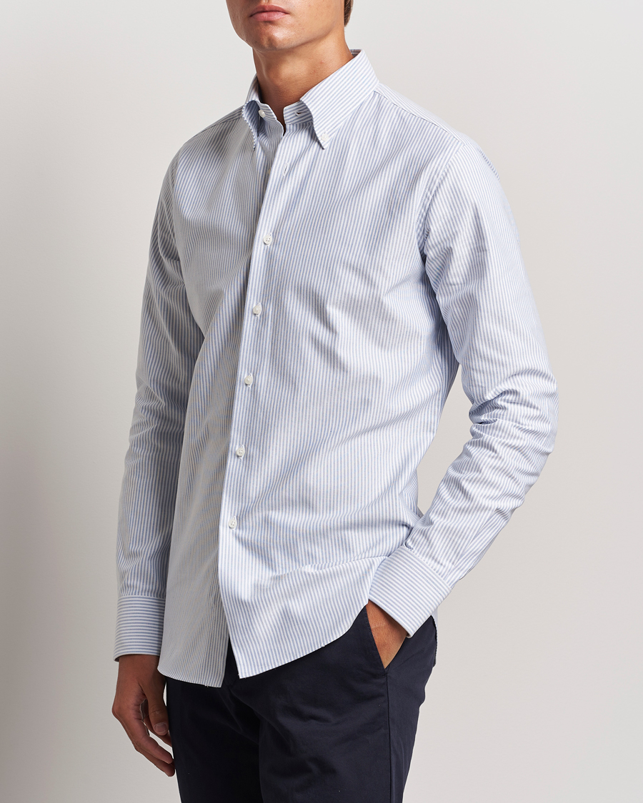 Heren |  | Grigio | Oxford Button Down Shirt Light Blue Stripe