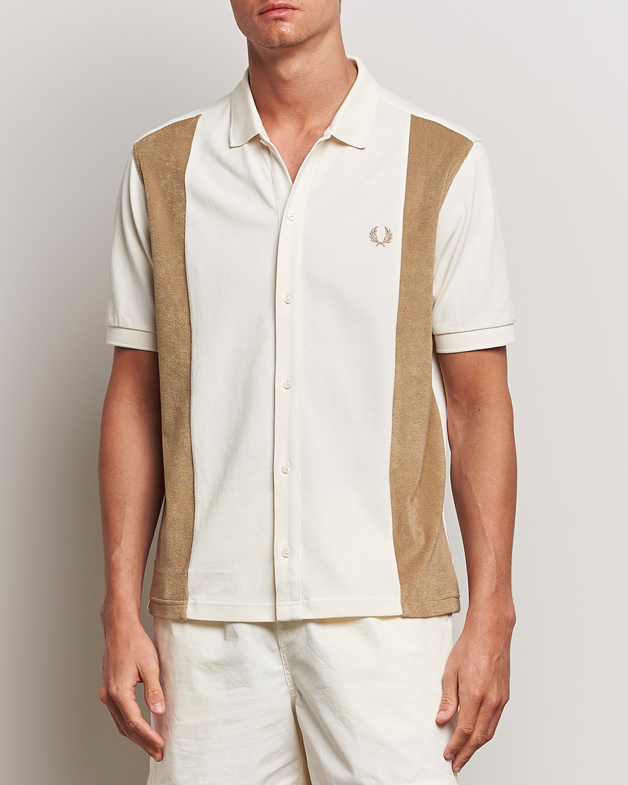 Heren | Fred Perry | Fred Perry | Towelling Panel Polo Short Sleeve Shirt Ecru