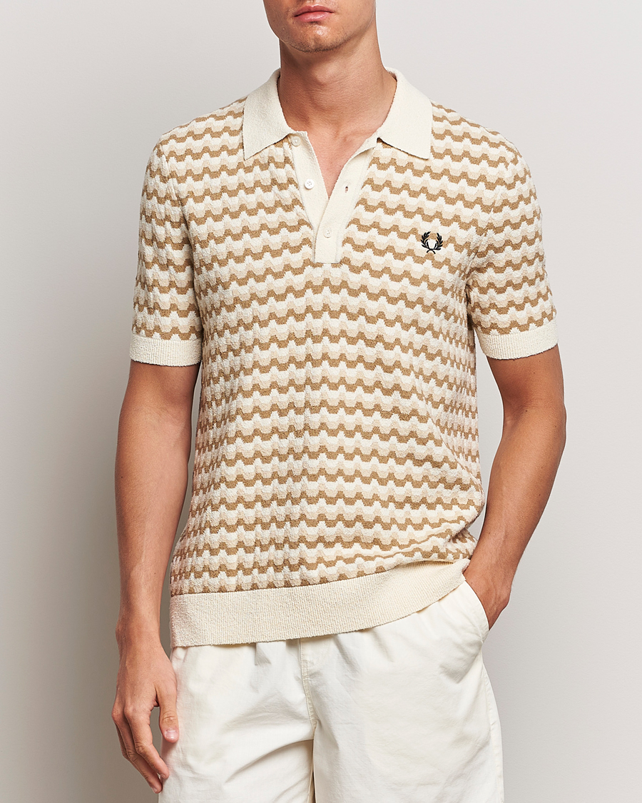 Heren | Fred Perry | Fred Perry | Bouclé Jacquard Knitted Polo Ecru