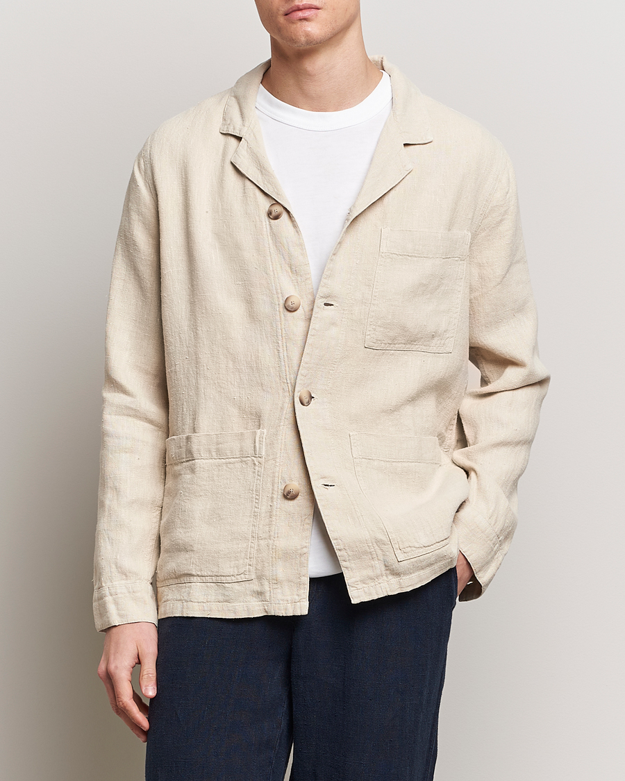 Heren |  | A Day\'s March | Bangher Linen Overshirt Oyster