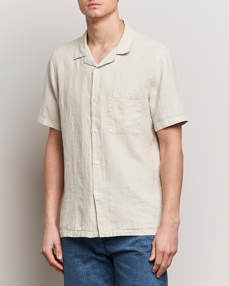 Heren |  | A Day\'s March | Yamu Short Sleeve Linen Shirt Sand