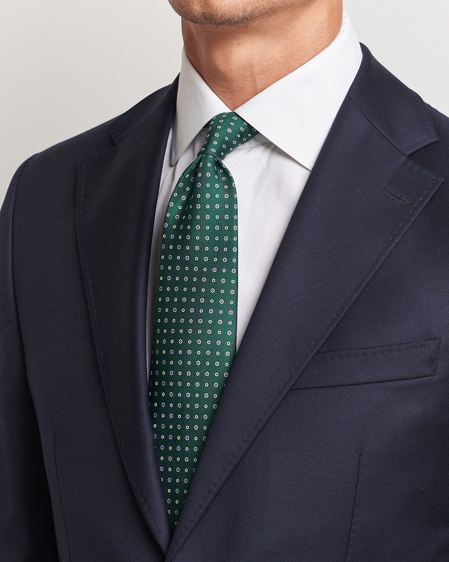 Heren |  | E. Marinella | 3-Fold Printed Silk Tie Dark Green