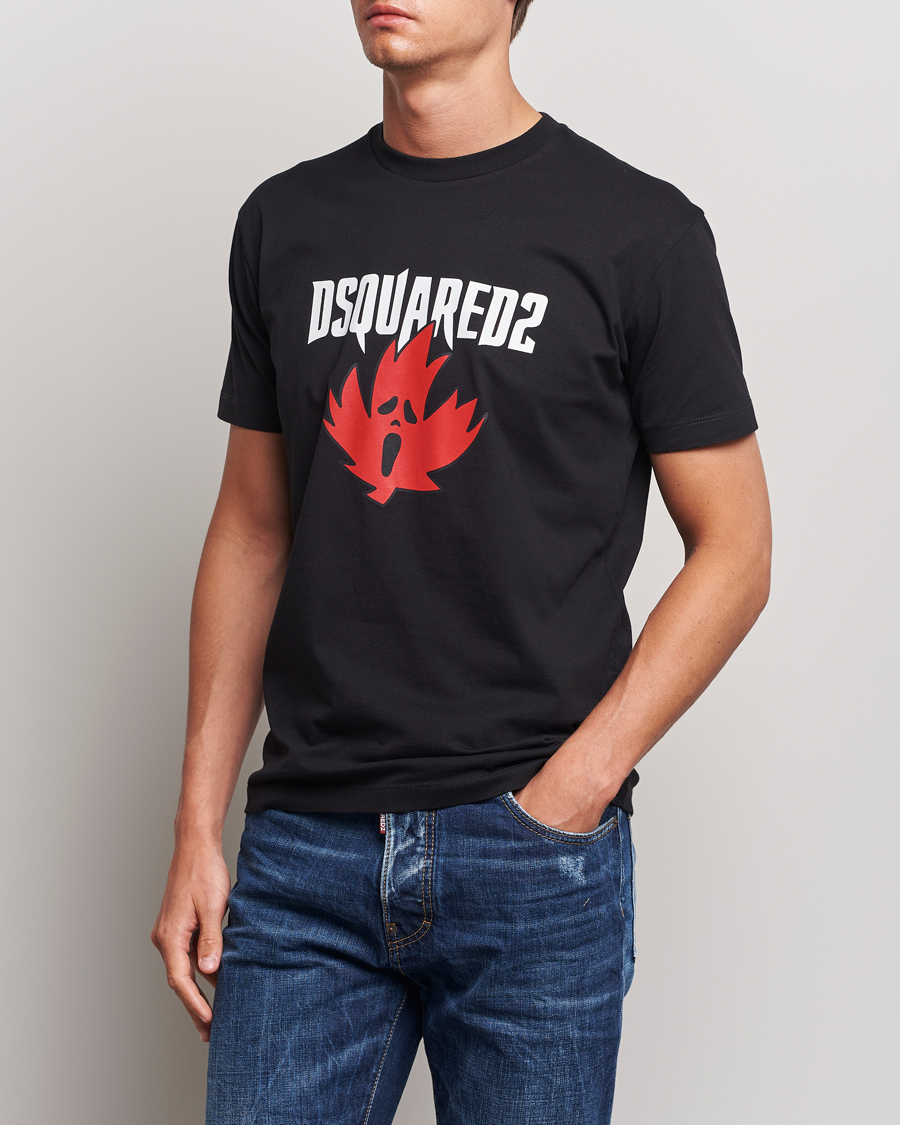 Dsquared2 Horror Leaf T Shirt Black Man CareOfCarl