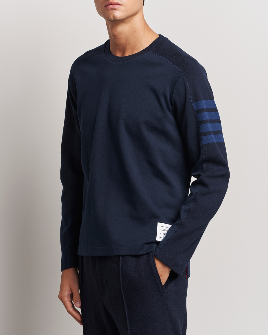 Heren |  | Thom Browne | Long Sleeve 4-Bar T-Shirt Navy