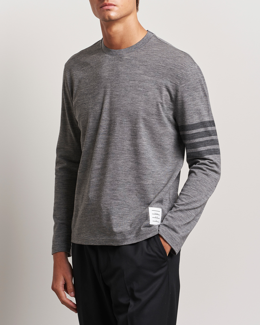 Heren |  | Thom Browne | Long Sleeve Wool Jersey T-Shirt Medium Grey