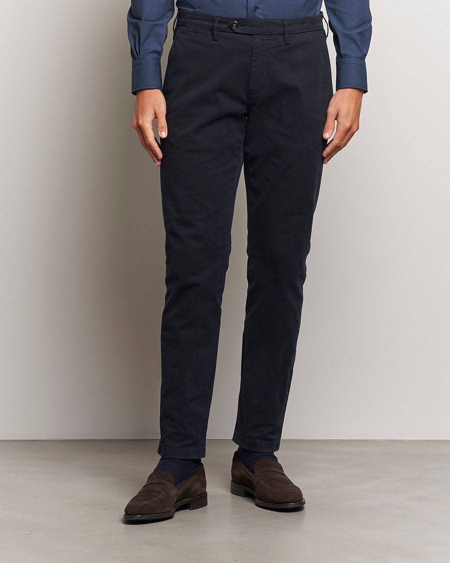 Heren |  | Canali | Slim Fit Cotton Stretch Trousers Navy