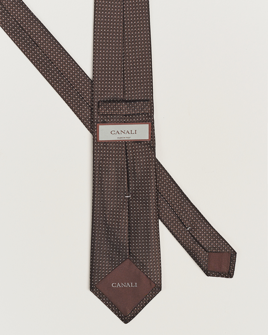 Heren |  | Canali | Micro Dot Silk Tie Brown