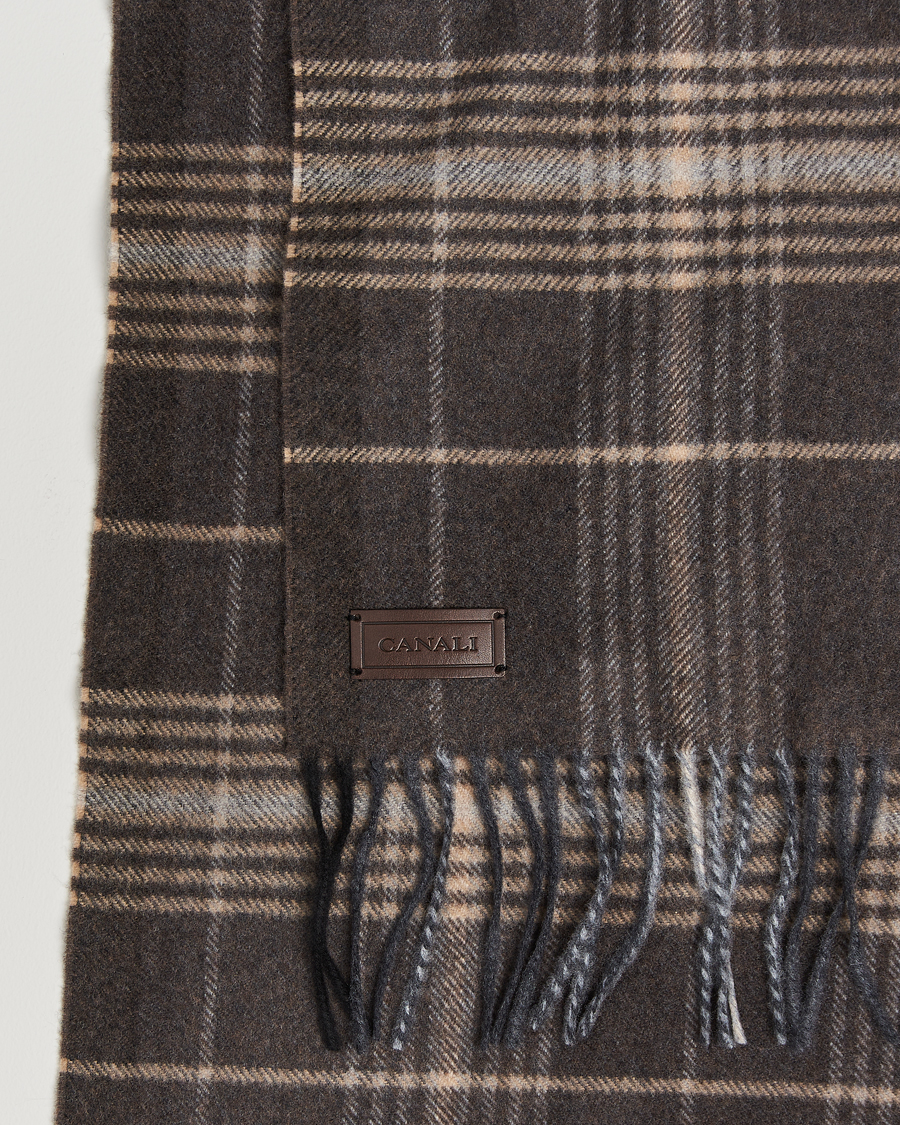 Heren |  | Canali | Check Wool Scarf Brown/Beige