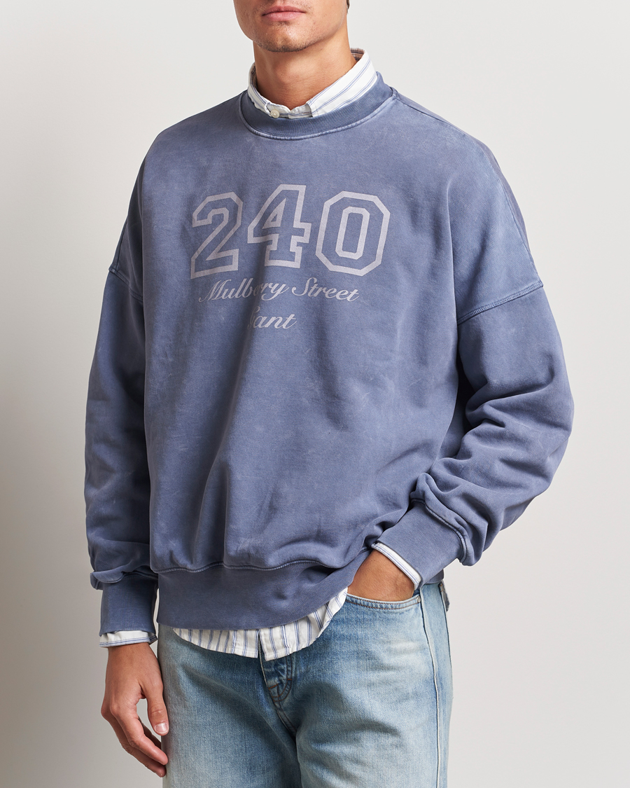 Heren | Sweatshirts | GANT 240 Mulberry Street | Vintage Washed Crew Neck Sweatshirt Dusty Blue Sea