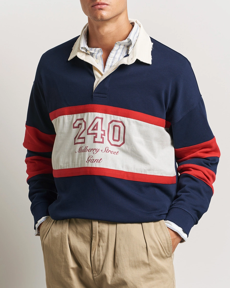 Heren | Rugbyshirts | GANT 240 Mulberry Street | Vintage Washed Heavy Rugger Classic Blue