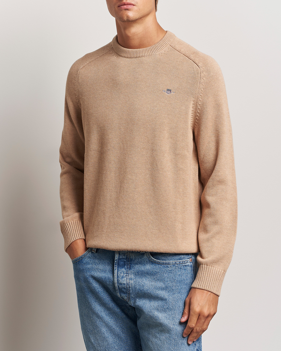 Heren |  | GANT | Casual Cotton Saddle C-neck Khaki Melange