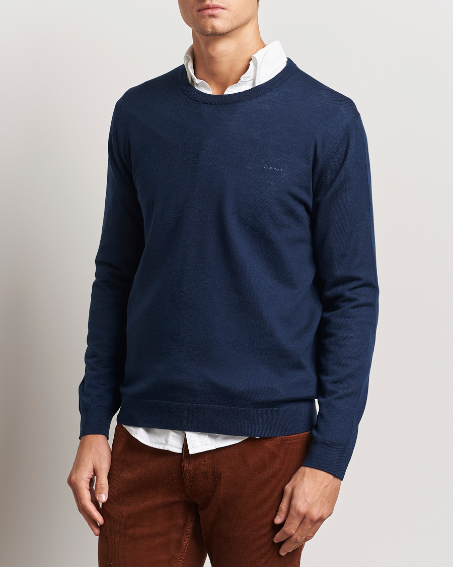 Heren |  | GANT | Extrafine Merino Wool C-Neck Marine