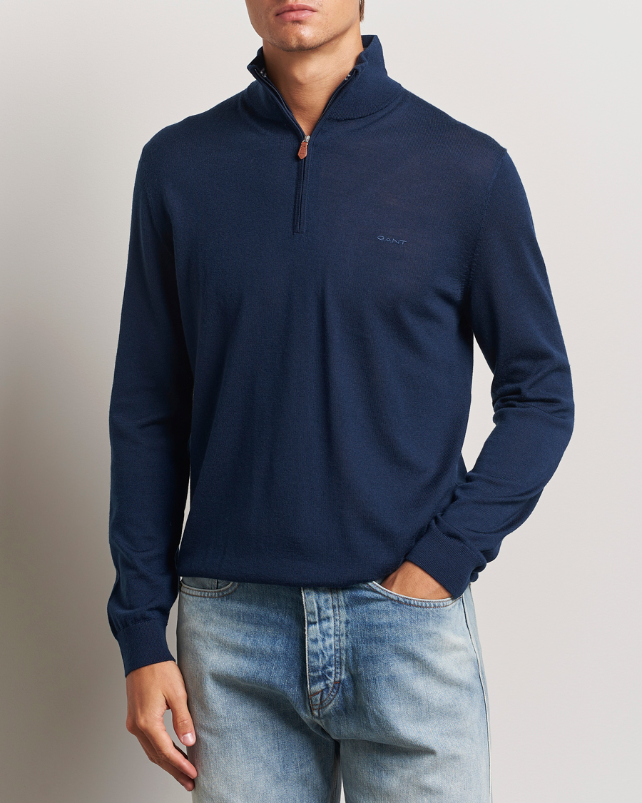 Heren |  | GANT | Extrafine Merino Wool Half Zip Marine