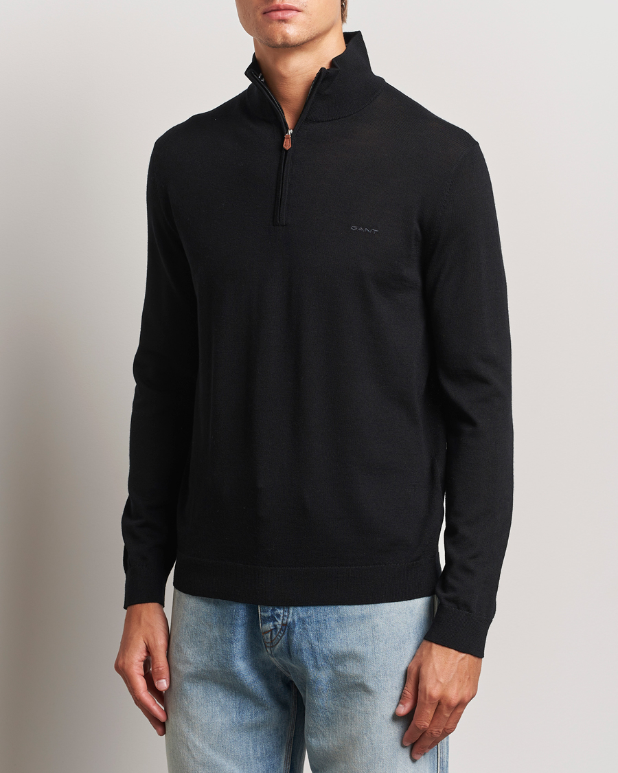 Heren |  | GANT | Extrafine Merino Wool Half Zip Black