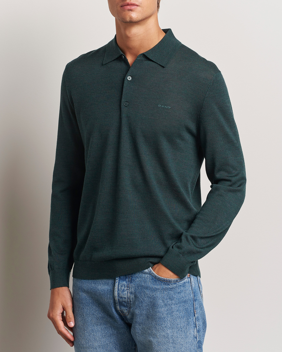 Heren |  | GANT | Extrafine Merino Wool Polo Tartan Green