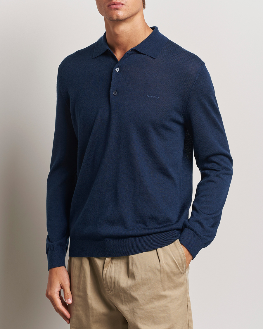 Heren |  | GANT | Extrafine Merino Wool Polo Marine