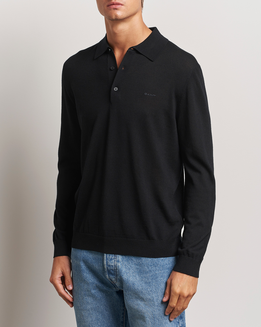 Heren |  | GANT | Extrafine Merino Wool Polo Black