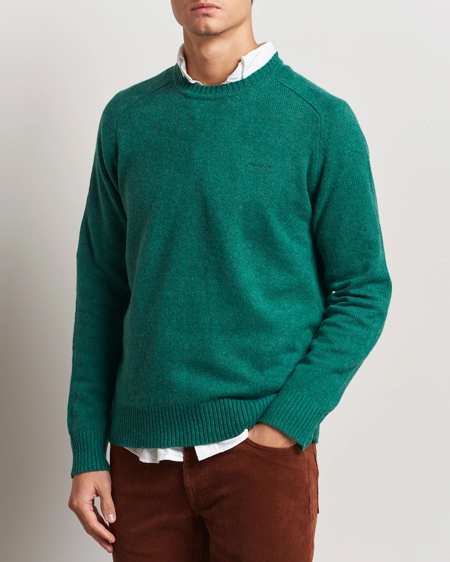 Heren |  | GANT | Wool Blend C-Neck Deep Forest Green