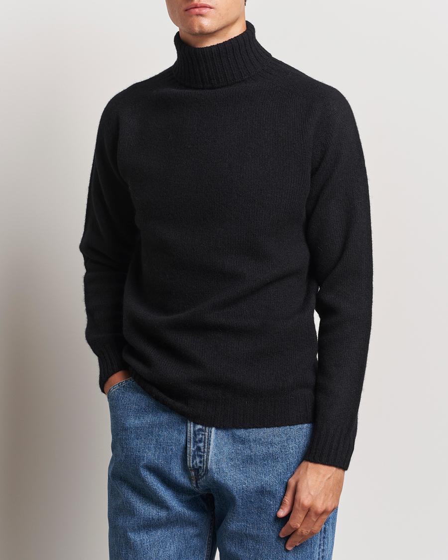 Heren | Harley Of Scotland | Harley Of Scotland | Supersoft Lambswool Rollneck Black