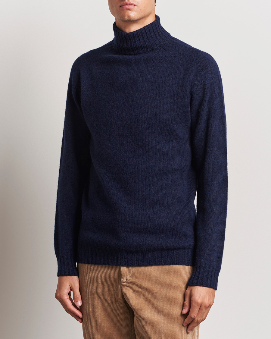 Heren | Harley Of Scotland | Harley Of Scotland | Supersoft Lambswool Rollneck Navy