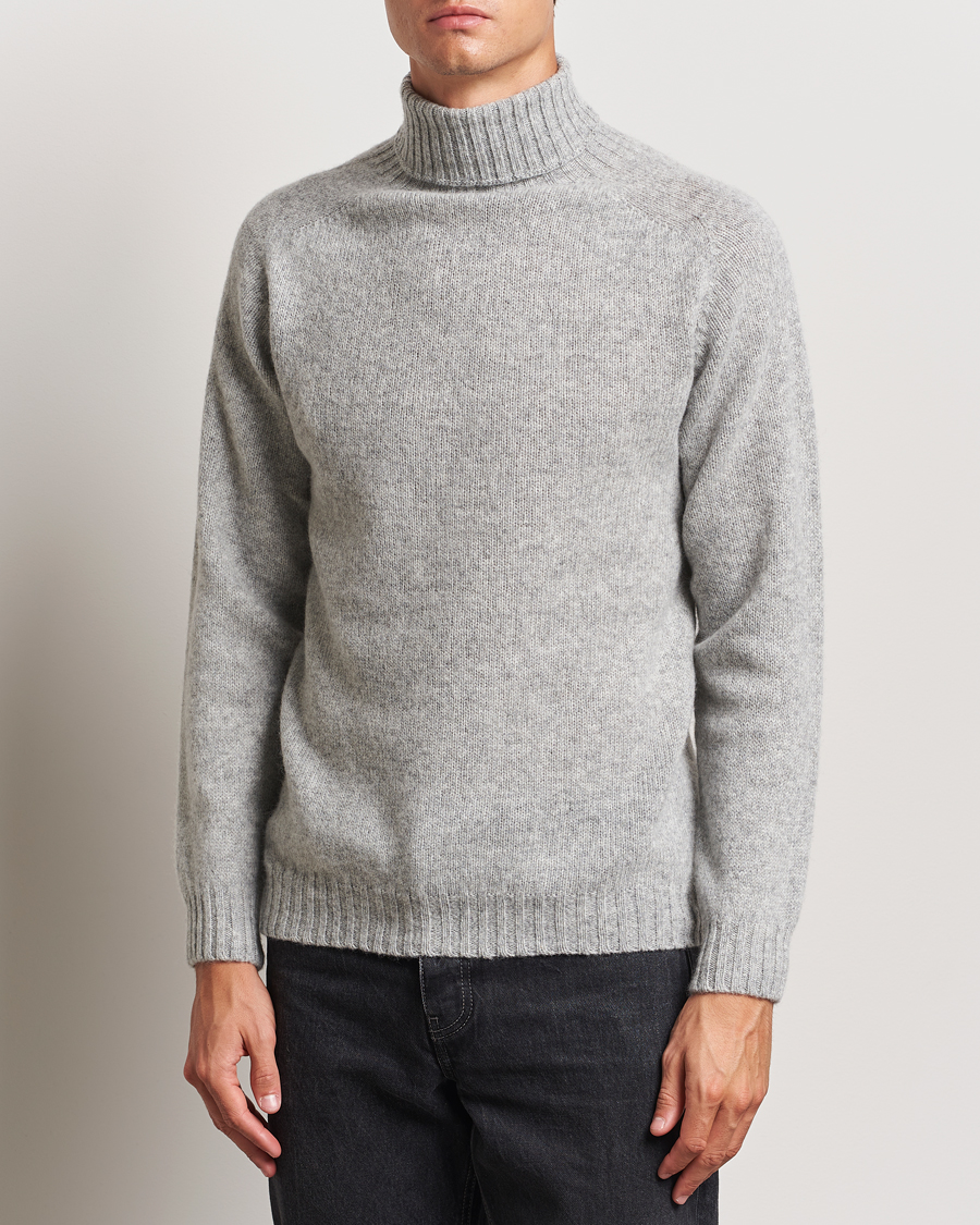 Heren |  | Harley Of Scotland | Supersoft Lambswool Rollneck Silver Grey