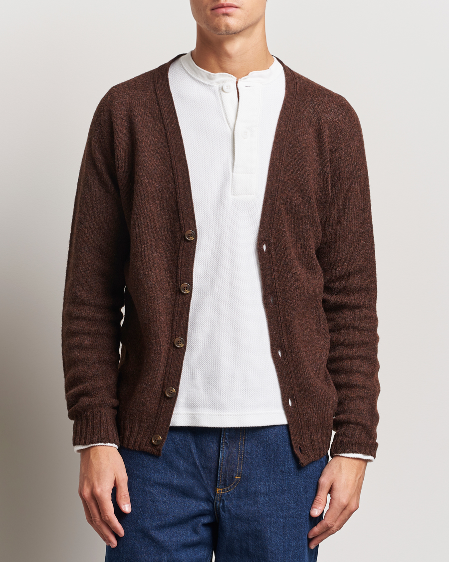 Heren |  | Harley Of Scotland | Supersoft Lambswool Cardigan Coffee