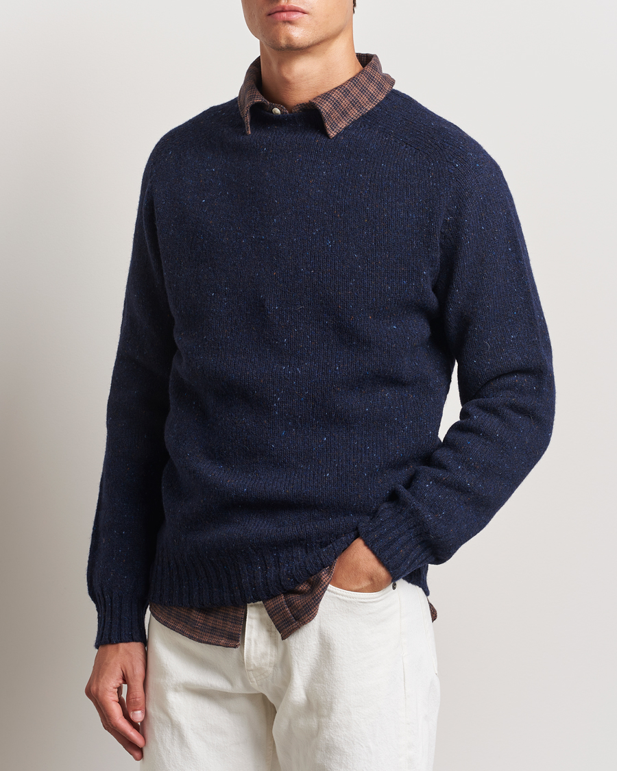 Heren | Truien | Harley Of Scotland | Donegal Wool Crewneck Jura Blue