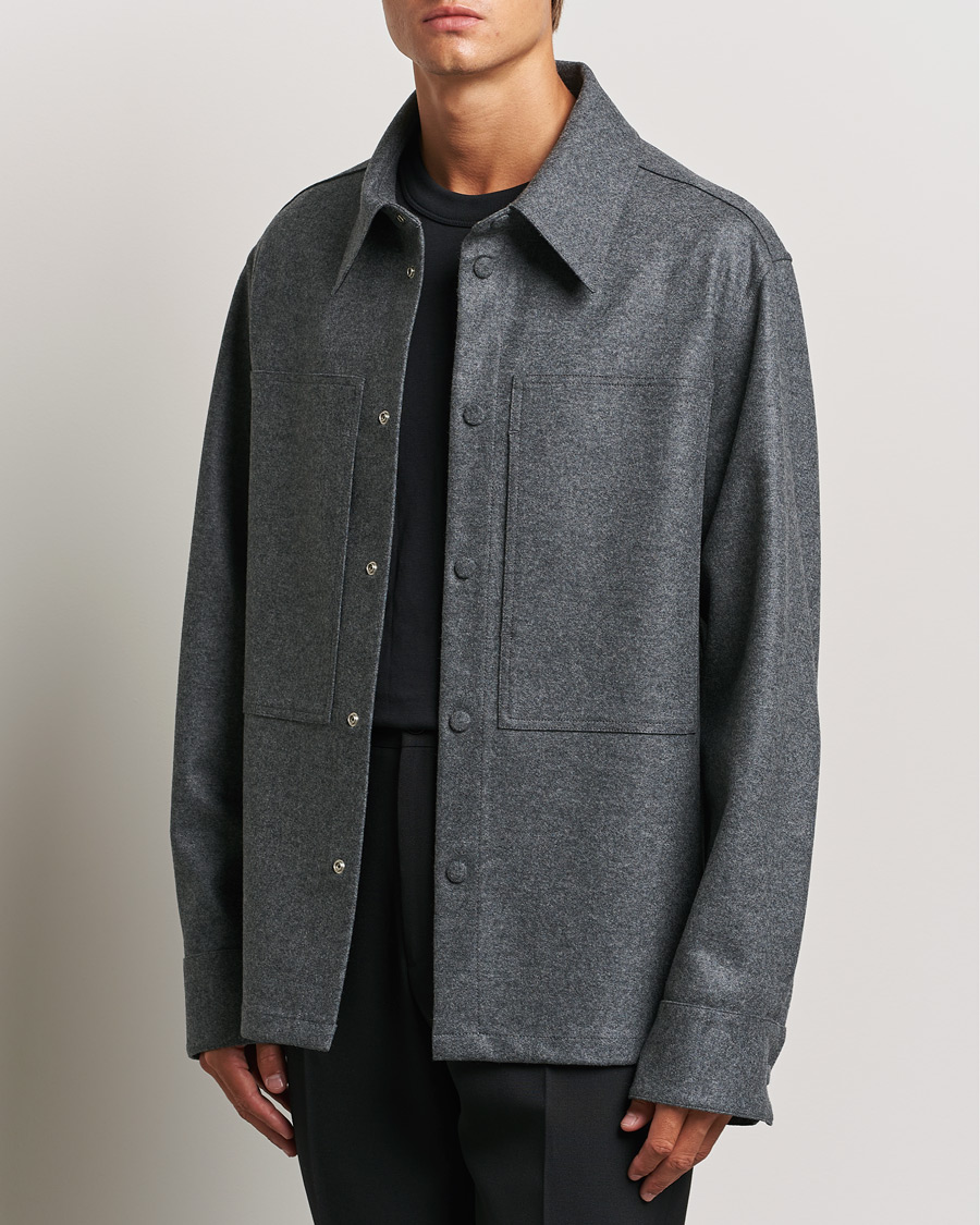 Heren |  | Jil Sander | Wool Flannel Overshirt Grey Melange