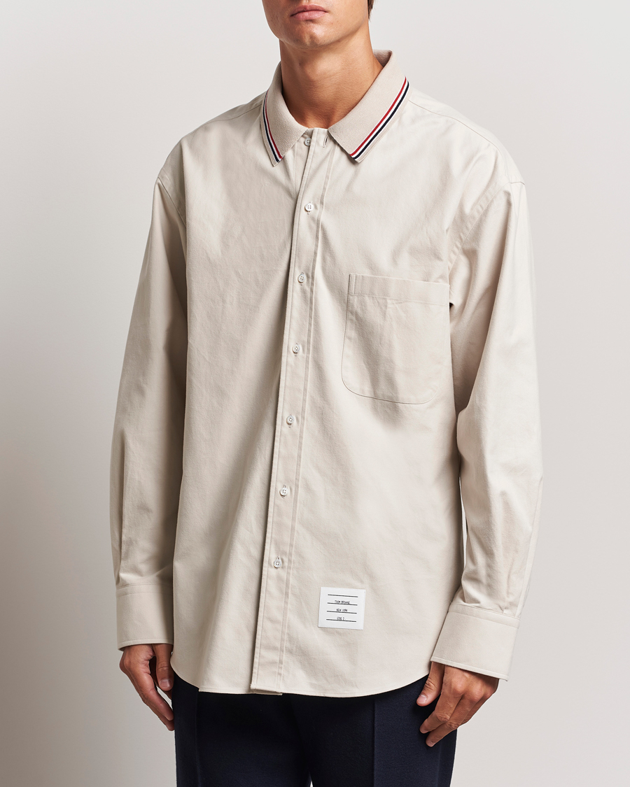 Heren |  | Thom Browne | Knit Collar Flannel Overshirt Off White