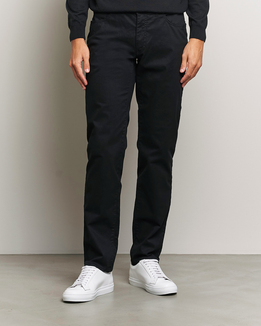 Heren | Business & Beyond - Formal | Brax | Cadiz Cotton Satin 5-Pocket Pants Perma Black