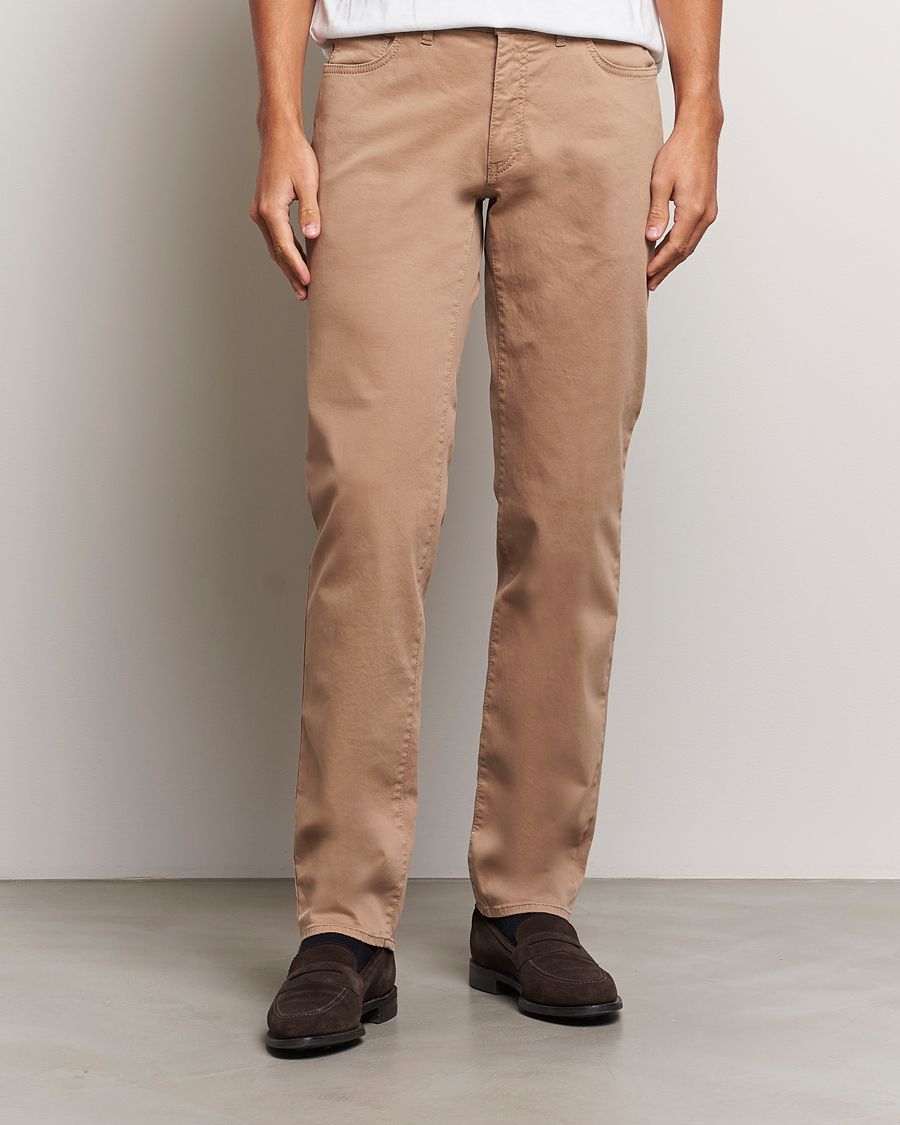 Heren | Casual broeken | Brax | Cadiz Cotton Satin 5-Pocket Pants Beige