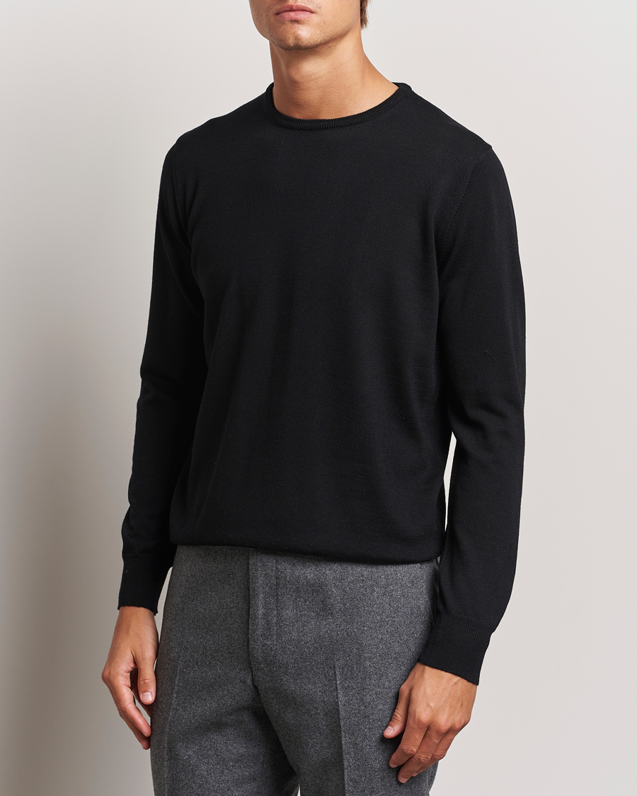 Heren | Kleding | Morgano | Extra Fine Merino Wool Crewneck Black